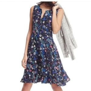 Rebecca Taylor Alice Floral A Line Summer Dress Black Multicolor Size 10 Silk